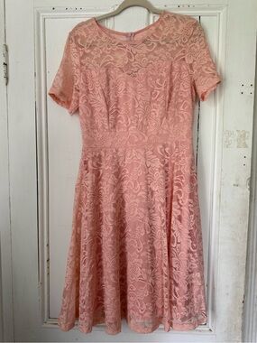 Lace Midi Dress in Blush Pink